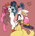 alcohol_bottle anthro ball_suck boob_hat breast_fondling breast_play breast_squish breast_suck breasts btwalexhere cinderace delphox drizzile female fondling generation_4_pokemon generation_6_pokemon generation_8_pokemon group group_sex hand_on_breast hi_res lopunny male male/female nintendo oral orgy pokemon pokemon_(species) scorbunny sex solaris_(btwalexhere) squish sucking tip_kissing