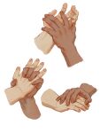  chengongzi123 dark-skinned_male dark_skin disembodied_limb golden_kamuy hand_focus highres holding_hands interlocked_fingers koito_otonoshin male_focus simple_background tsukishima_hajime white_background yaoi 