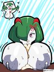 :&gt;= areola big_areola big_breasts bodily_fluids breast_play breasts cum cum_from_nose cum_in_nose cum_inside dark_body dark_skin duo excessive_cum excessive_genital_fluids female first_person_view gardevoir generation_3_pokemon genital_fluids hi_res huge_areola huge_breasts human humanoid interspecies kirlia kuruman07 male male/female mammal nintendo pokemon pokemon_(species) pokephilia pov_blowjob sex simple_background titfuck