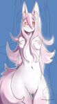 2024 absurd_res anthro blush brand_new_animal breasts canid canine digital_drawing_(artwork) digital_media_(artwork) female fox front_view fur genitals hair half-length_portrait hi_res long_hair mammal multicolored_body multicolored_fur nazuna_hiwatashi nipples pink_body pink_fur pink_hair pink_nipples pink_tail portrait purple_eyes pussy simple_background small_breasts smile smirk solo studio_trigger tail tongue tongue_out two_tone_body two_tone_fur white_body white_fur witchdollatelier