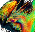 2018 absurd_res ambiguous_feral ambiguous_gender avian beak bird bust_portrait caymartworks colorful detailed feathered_crest feathers feral head_crest hi_res portrait psychedelic simple_background solo spread_wings white_background wings