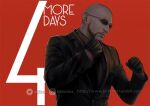  1boy bald black_gloves black_jacket black_shirt black_suit brilcrist clenched_hands countdown earrings facial_hair fighting_stance final_fantasy final_fantasy_vii final_fantasy_vii_rebirth final_fantasy_vii_remake gloves goatee instagram_logo instagram_username jacket jewelry male_focus portrait red_background rude_(ff7) shirt solo suit sunglasses tumblr_username twitter_logo twitter_username upper_body 