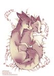 ambiguous_gender canid canine cuddling dipstick_tail duo feral fox hi_res inner_ear_fluff lying mammal markings on_side rukifox spooning tail tail_markings tuft