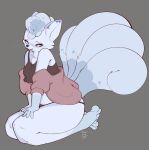 2024 absurd_res alolan_form alolan_vulpix anthro breasts chest_tuft dated digital_media_(artwork) female fluffy fluffy_tail grey_background hi_res inner_ear_fluff nintendo pokemon pokemon_(species) regional_form_(pokemon) signature simple_background solo tail tohupo tuft whiskers