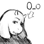 anthro black_and_white boss_monster_(undertale) bovid caprine emoji eyebrows female floppy_ears goat headshot_portrait hi_res horn kommodore64 looking_at_viewer mammal mature_anthro mature_female monochrome o_o portrait raised_eyebrow solo toriel undertale_(series)