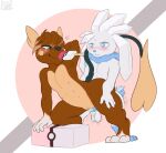 alolan_form alolan_raichu anthro blue_body blue_eyes blue_fur blue_sclera blush brown_body brown_fur brown_hair crystal duo ejaculation female fennephilim_fox food fur gradient_hair green_eyes hair hands-free heart_tail hi_res male male/female motion_lines neck_tuft nintendo nipples one_eye_closed penetration pokemon pokemon_(species) popsicle regional_form_(pokemon) tail tan_hair tuft vaginal vaginal_penetration white_body white_fur wink