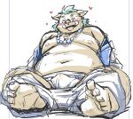 anthro belly blush bodily_fluids briefs clothed clothing erection erection_under_clothing genital_fluids gouryou jewelry lifewonders male mammal moobs navel necklace nipples overweight prayer_beads precum precum_through_clothing sketchy solo suid suina sus_(pig) takagi_kyou tokyo_afterschool_summoners underwear wet wet_clothing wild_boar