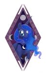 absurd_res blue_body blue_eyes blue_fur blue_hair clothing crown diamond_(marking) equid equine ethereal_hair footwear friendship_is_magic fur hair hasbro headgear hi_res horn horseshoe jewelry looking_at_viewer mammal markings moon my_little_pony mythological_creature mythological_equine mythology necklace pfeffaroo princess_luna_(mlp) shoes solo sparkles tiara winged_unicorn wings