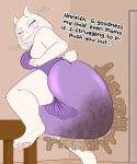 after_vore anthro blush bra breasts clothing diaper digestion excessive_feces fart feces female grunting hi_res hyper hyper_feces law_azure onomatopoeia pooping pushing raised_leg smile solo sound_effects straining text toriel undertale_(series) underwear vore