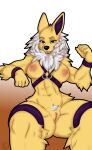 absurd_res anthro blep breasts eeveelution female fluffy generation_1_pokemon genitals hi_res humanoid jolteon muscular neonwolves nintendo nude pokemon pokemon_(species) pussy solo straps tongue tongue_out