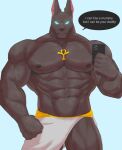 abs anthro anubian_jackal anubis biceps canid canine canis deity egyptian_mythology jackal male mammal middle_eastern_mythology muscular muscular_anthro muscular_male mythology nipples pecs reachea solo vein veiny_muscles