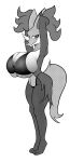 2024 absurd_res anthro big_breasts black_and_white bottomwear breasts butt canid canine clothed clothing delphox digital_media_(artwork) eyelashes female fox fur gamesfan generation_6_pokemon hi_res huge_breasts inner_ear_fluff looking_at_viewer mammal mature_female monochrome nintendo pokemon pokemon_(species) simple_background smile solo tail thick_thighs tight_clothing tight_fit tight_topwear topwear tuft underwear white_background