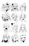  5boys 6+girls ? ?? absurdres ahoge blush chacha_(fate) crazy_eyes crying crying_with_eyes_open expressions eyepatch fate/grand_order fate_(series) flower hair_flower hair_ornament hairband hat highres komahime_(fate) laughing mori_nagayoshi_(fate) multiple_boys multiple_girls mysterious_ranmaru_x_(fate) nagao_kagetora_(fate) oda_kippoushi_(fate) oda_nobukatsu_(fate) oda_nobunaga_(fate) oda_nobunaga_(koha-ace) okita_souji_(fate) saitou_hajime_(fate) scratching_cheek sempon_(doppio_note) sen_no_rikyu_(fate) sharp_teeth smile takasugi_shinsaku_(fate) tears teeth 