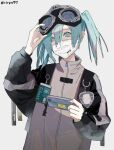  1girl aqua_eyes aqua_hair controller game_controller hatsune_miku jacket vocaloid 