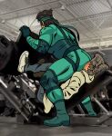  2boys absurdres ass bara black_gloves black_hair blue_headband blush exercise exercise_machine face_in_ass glasses gloves grey_hair grey_pants gym hal_emmerich headband highres lab_coat large_pectorals leg_press_machine male_focus meme metal_gear_(series) metal_gear_solid miles_mandel multiple_boys muscular muscular_male pants pectorals round_eyewear short_hair sitting_on_face solid_snake squatting the_world_needs_more_heroes_(meme) yaoi 