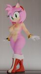 3d_(artwork) accessory amy_rose anthro boots boots_only breasts clothing digital_media_(artwork) eulipotyphlan female footwear footwear_only genitals hair_accessory hairband hedgehog hi_res knee_boots knee_highs legwear looking_at_viewer mammal mostly_nude nipples pussy sega solo sonic_the_hedgehog_(series) twintails3d