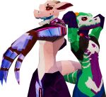 3d_(artwork) alpha_channel ambiguous_gender anthro claws clothed clothing digital_media_(artwork) duo gavit hi_res horn humanoid jojo_pose kobold kobold_dellarte kret looking_at_viewer low_poly open_mouth pose reptile scalie simple_background tail