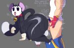 absurd_res anal anal_penetration balls bell bell_collar brawl_stars clothing collar domestic_cat duo felid feline felis genitals gloves grey_background handwear hi_res human justelm25 kit_(brawl_stars) male male/male mammal penetration penis simple_background supercell_(company) thick_thighs tongue tongue_out
