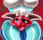 absurd_res adelina_the_love_dragon anthro blue_body blue_eyes blue_fur breasts dragon duo fangs featureless_breasts female fluffy_ears fur headlock heartlessangel3d hi_res horn mythological_creature mythological_scalie mythology nude petra_the_defend_deer pink_body red_background red_body scalie simple_background smile solo_focus teeth white_body white_fur