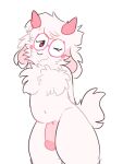 anthro blush bovid caprine deltarune feminization fluffy fluffy_chest fluffy_ears fluffy_hair fluffy_tail genitals girly goat hair male mammal neck_tuft penis ralsei solo squishygator tail thick_thighs tuft undertale undertale_(series)