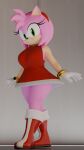 3d_(artwork) accessory amy_rose anthro boots clothing digital_media_(artwork) dress eulipotyphlan female footwear hair_accessory hairband hedgehog hi_res knee_boots knee_highs legwear looking_at_viewer mammal sega solo sonic_the_hedgehog_(series) twintails3d