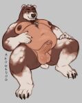 ahogedog anthro balls bear belly big_balls big_belly big_nipples brown_bear chest_tuft circumcised facial_hair genitals graham grizzly_bear hybrid male mammal moobs nipples paws penis polar_bear solo tuft ursine