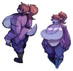 2024 anthro big_breasts bigdad boots breasts cleavage clothed clothing deltarune female footwear hair huge_breasts lizard ponytail purple_body reptile scalie simple_background solo standing susie_(deltarune) tail undertale_(series)