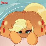 animated anthro anthro_penetrated applejack_(mlp) big_butt blonde_hair butt eyelashes fellatio female female_penetrated freckled_butt freckles friendship_is_magic genitals hair hasbro hooves huge_butt human human_on_anthro human_penetrating human_penetrating_anthro interspecies male male/female male_penetrating male_penetrating_female mammal my_little_pony oral penetration penile penis pupils ribiruby sex