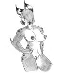 absurd_res anthro areola arm_tuft big_breasts big_ears big_hands bobtail breasts chest_tuft ear_tuft efradraws eyebrows felid feline female fur genitals graphite_(artwork) hair hi_res inner_ear_fluff lynx mammal markings monochrome navel nipples northwind_(efradraws) nude one_eye_obstructed pencil_(artwork) pubes pupils pussy short_hair short_tail shoulder_tuft simple_background sketch slit_pupils solo spots spotted_body spotted_fur tail thick_eyebrows thick_thighs traditional_media_(artwork) tuft white_background wide_hips yamane_(efradraws)