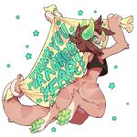 anthro banner bent_legs chimereon clair_(seel_kaiser) clothed clothing crop_top fur ground-lion hair looking_at_viewer looking_back looking_back_at_viewer partially_clothed pawpads shirt solo tail topwear