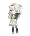  1girl black_hairband blush bow chibi chibi_only firefly_(honkai:_star_rail) full_body grey_hair hair_between_eyes hair_bow hair_intakes hair_ribbon hairband honkai:_star_rail honkai_(series) jacket limnn0212 long_hair long_sleeves looking_at_viewer neckerchief ribbon simple_background solo white_background 