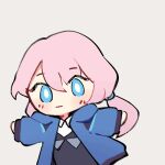  1girl animated animated_gif blue_eyes blue_jacket blue_poison_(arknights) blush bright_pupils chibi dailybloopy expressionless jacket long_sleeves looping_animation lowres outstretched_arms pink_hair simple_background solo spread_arms twintails upper_body white_background white_pupils 