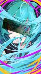  1girl alternate_eye_color bad_id bad_twitter_id bar_censor blue_background blue_hair censored floating_hair hatsune_miku highres identity_censor inactive_account long_hair looking_at_viewer looking_back onion_jounouchi open_mouth purple_eyes solo tokumei_m_(vocaloid) translucent twintails upper_body vocaloid wide-eyed 