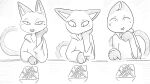 animal_crossing anthro blush bodily_fluids clothed clothing dialogue_in_description domestic_cat dragonweirdo felid feline felis female food fries gesture greyscale hand_gesture hand_on_cheek hi_res hoodie mammal monochrome nervous nintendo olivia_(animal_crossing) pointing solo sweat topwear