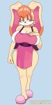 anthro apron apron_only big_breasts breasts clothing female footwear hi_res mature_female mommy_kink mostly_nude sega shoes slippers solo sonic_the_hedgehog_(series) starfinga thick_thighs vanilla_the_rabbit wide_hips