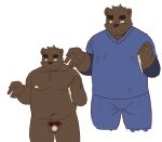 2024 anthro balls bear belly bottomwear clothing flaccid genitals hi_res inuryu kemono male mammal moobs navel nipples overweight overweight_male pants penis simple_background solo white_background
