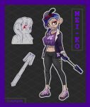 absurd_res astralynx bared_teeth blue_hair cephalopod coleoid female hair hi_res marine mollusk nintendo octarian octoling octopodiform octopus red_eyes splatoon