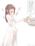  1boy bangs blush braid bridal_gauntlets bulge crossdressing dress erection jewelry kana_mtftg long_hair original otoko_no_ko ring simple_background single_braid solo_focus sweat wedding_band wedding_dress white_background white_dress 