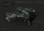  amarr_empire_(eve_online) artist_name commentary company_name concept_art copyright_name eve_online frigate_(eve_online) georg_hilmarsson glowing grey_background highres logo machinery military_vehicle no_humans official_art radar radio_antenna realistic science_fiction spacecraft vehicle_focus 