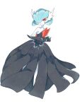  alternate_color black_dress black_gloves blue_hair bob_cut colored_skin dress elbow_gloves gardevoir gloves hair_over_one_eye mega_gardevoir mega_pokemon mian_(3zandora) orange_eyes pokemon pokemon_(creature) shiny_pokemon smile strapless strapless_dress white_skin 