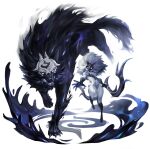  1girl black_mask body_fur bow_(weapon) furry furry_female grey_hair highres holding holding_bow_(weapon) holding_weapon horns kindred_(league_of_legends) lamb_(league_of_legends) league_of_legends long_hair looking_at_viewer mask monochrome teeth tuxedo_de_cat weapon wolf_(league_of_legends) 