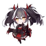  1girl akutaa azur_lane black_dress black_hair chibi claws dress earrings emblem hair_ornament highres jewelry pointy_ears solo vampire_costume yellow_eyes z24_(azur_lane) 