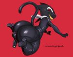  anthro atlus backsack balls beta_design beta_morgana_(persona) big_butt black_clothing bodysuit butt clothed clothing domestic_cat erection felid feline felis genitals hi_res kerchief kyomiqc latex looking_at_viewer male mammal megami_tensei megami_tensei_persona penis sega short_stack skinsuit smile solo spiral_eyes tail thick_thighs tight_clothing 