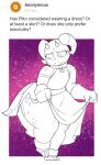  2024 anthro bottom_heavy clothing curious_cat digital_media_(artwork) dress female flat_chested hi_res holding_clothing holding_dress holding_object horn huge_hips huge_thighs kobold looking_down piko_(simplifypm) potoobrigham reptile scalie short_stack solo thick_thighs wide_hips 
