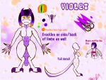  absurd_res anthro ball_python black_hair bob_cut breasts claws colored_sclera english_text female forked_tongue freckles futuristic_gun hair hi_res horn humanoid long_tail m-a-dragon medium_breasts model_sheet navel orange_hair orange_sclera pawpads puffy_jacket purple_body purple_hair python python_(genus) reptile scalie snake solo speckles spots tail text tongue violet_(madragon) white_body 