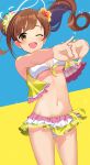  bikini igarashi_kyouko natsuya open_shirt skirt_lift swimsuits the_idolm@ster the_idolm@ster_cinderella_girls 