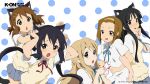  akiyama_mio animal_ears hirasawa_yui k-on! kotobuki_tsumugi nakano_azusa nekomimi seifuku sweater tainaka_ritsu urata_yoshinori wallpaper 