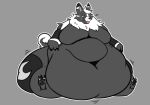  anthro belly big_belly black_body black_fur blue_eyes blush camuushamuu canid canine canis domestic_dog expansion eyewear fur glasses grey_body grey_fur huge_belly husky male mammal morbidly_obese morbidly_obese_anthro nordic_sled_dog obese obese_anthro overweight overweight_anthro sequence sitting solo spitz thick_thighs weight_gain white_body white_fur wide_hips 