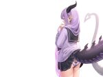  ass bow braids horns long_hair original panties pointed_ears purple_eyes purple_hair school_uniform skirt skirt_lift suraimu_(suraimuraimu) tail underwear white 