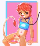  absurd_res anthro artist_foxyrose balls felid femboy genitals hi_res lion male male/male mammal pantherine penis solo tail top_(disambiguation) 